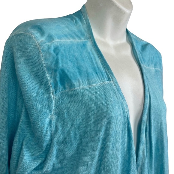 CHICO'S Open Waterfall Lightweight Long Sleeve Cardigan Sweater Sky Blue sz 2 /L - Picture 8 of 16